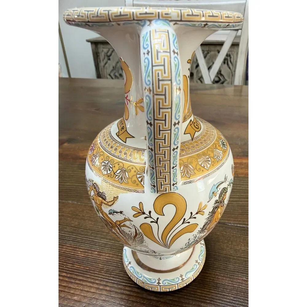 Handmade Greek Vase with 24k Gold